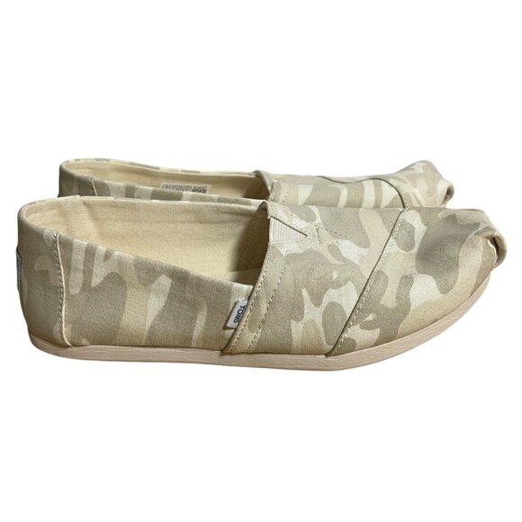 Toms Classic Alpargata Slip On Shoes Womens Size 7 Beige Light Camo Canvas Flats - Picture 2 of 10